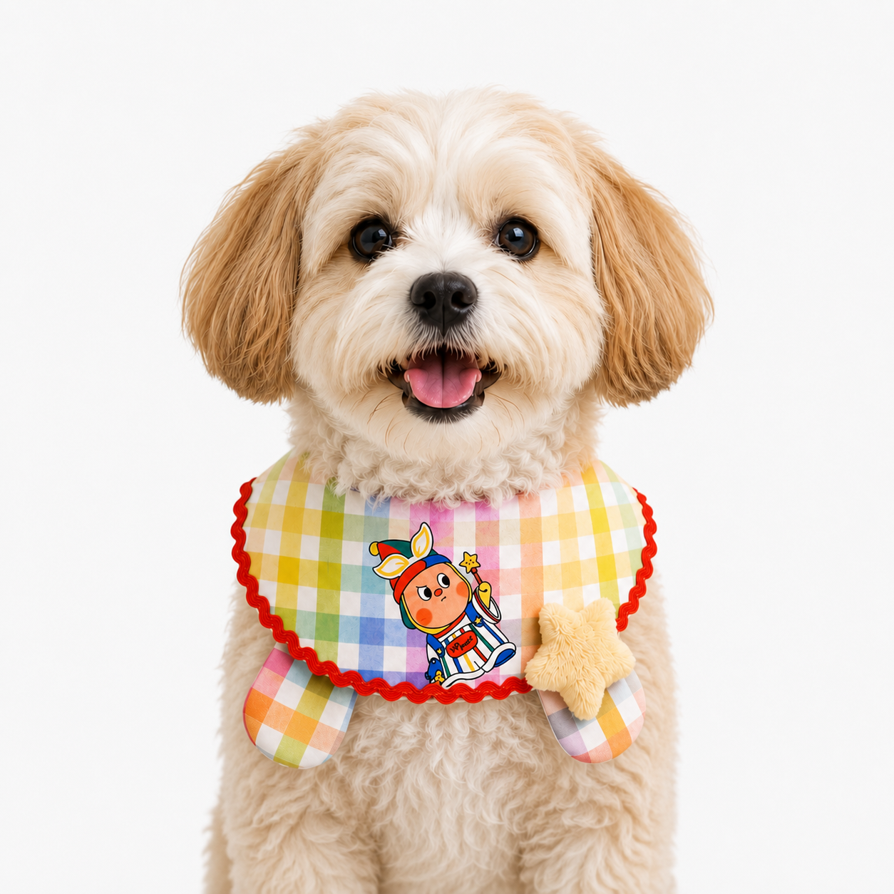 LuluPengu adjusted primary certificate photo: colorful-plaid-star-pet-bib