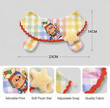 LuluPengu gallery size: colorful-plaid-star-pet-bib: 尺寸图.png