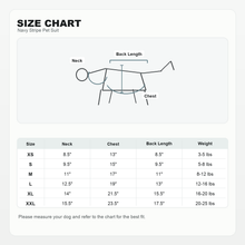 LuluPengu clothing gallery size chart redesigned: navy-stripe-pet-suit