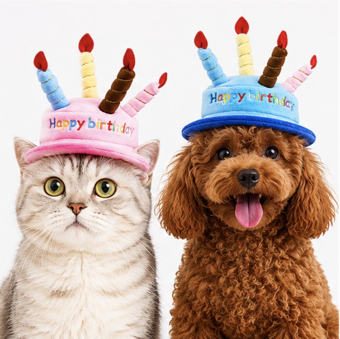Pet Birthday Hat Square Flag variant photo