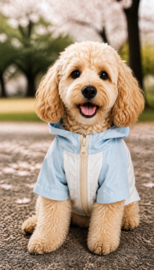 LuluPengu clothing gallery scene GPT replacement: pet-windbreaker-jacket: 6场景图.png
