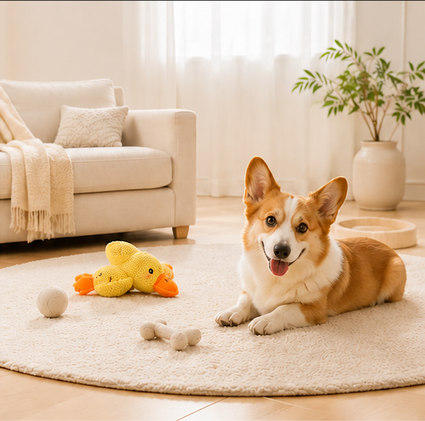 yellow squeaky duck plush pet toy - view 2