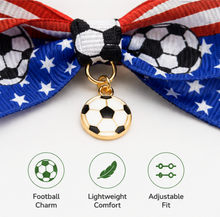adjustable summer football pet collar with bow and charm - view 3