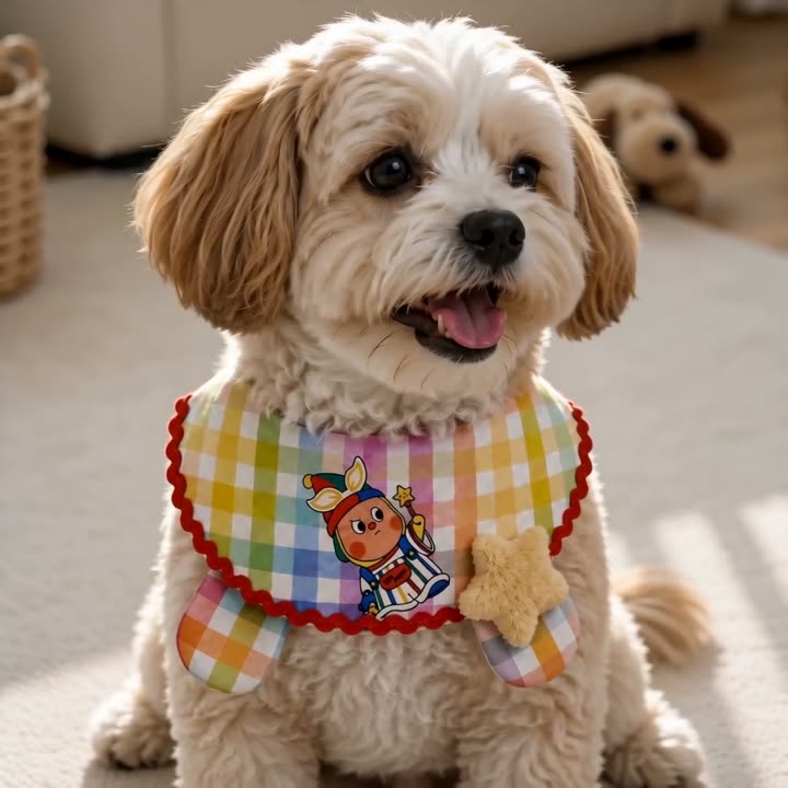 Colorful Plaid Star Pet Bib video cover